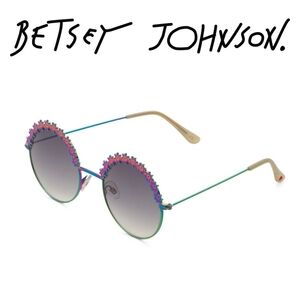 🆕NWT 💋Betsey Johnson Circular Metallic Daisy Accent Sunglasses